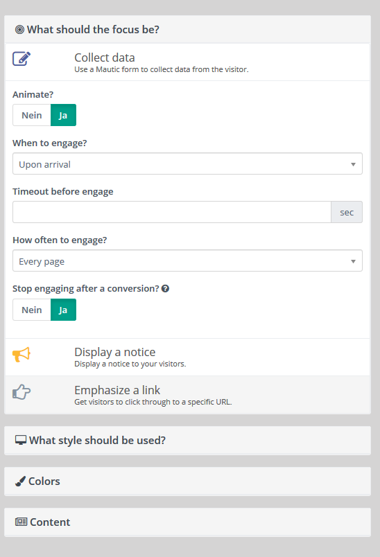 Mautic Focus Item Focus Collect Data