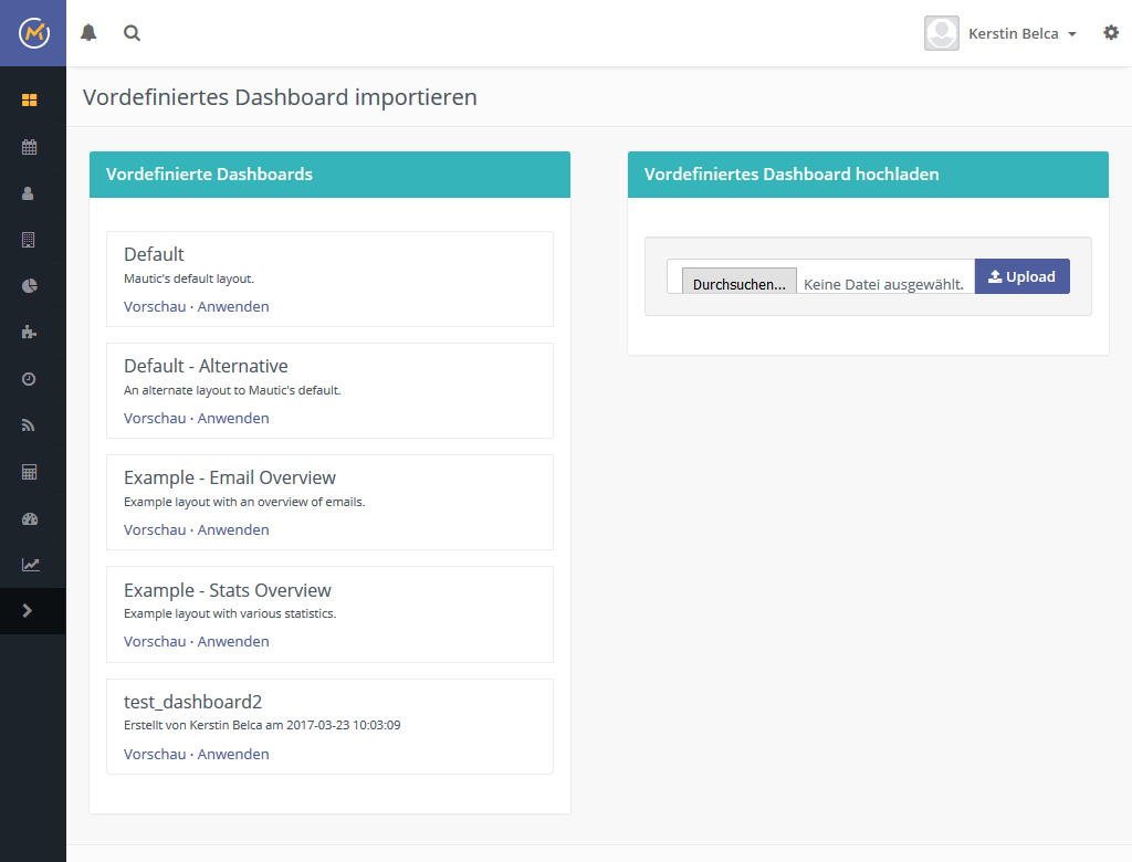 Mautic Dashboard Import