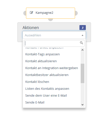 Mautic Kampagne Aktionen Auswahl