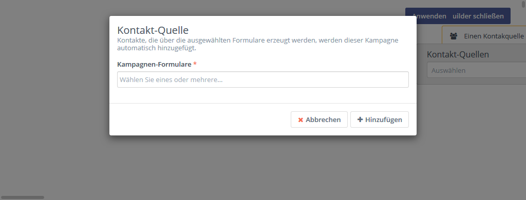 Mautic Kampagnen Formulare als Quellen für Kontakte