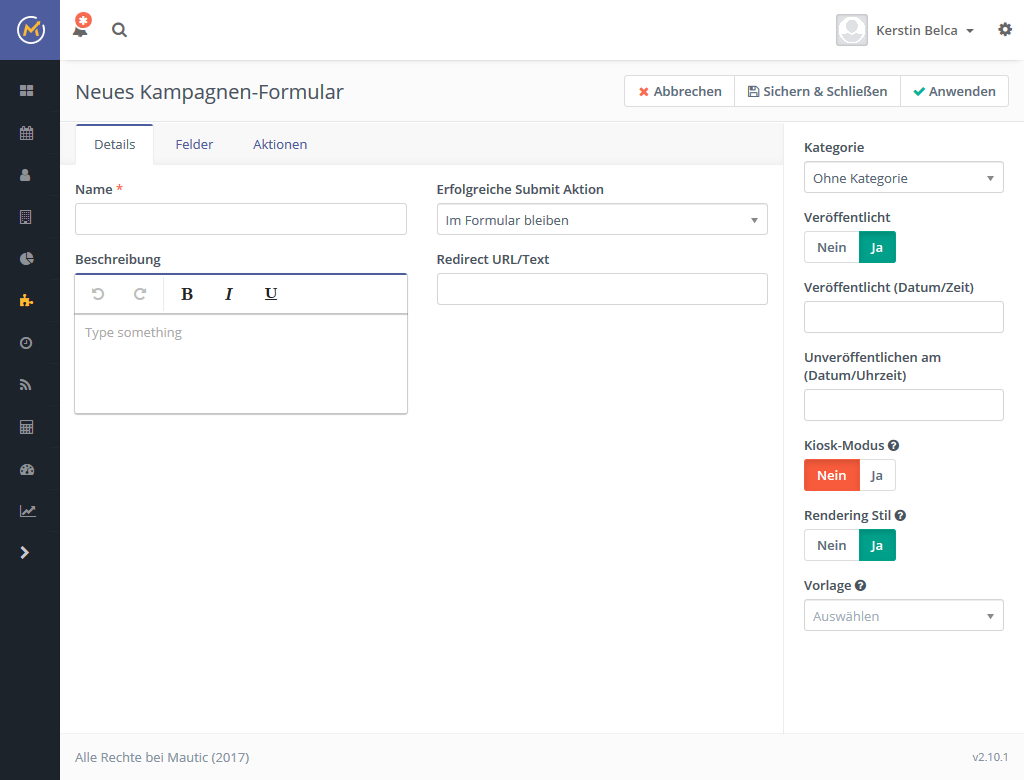Mautic Formular erstellen 2