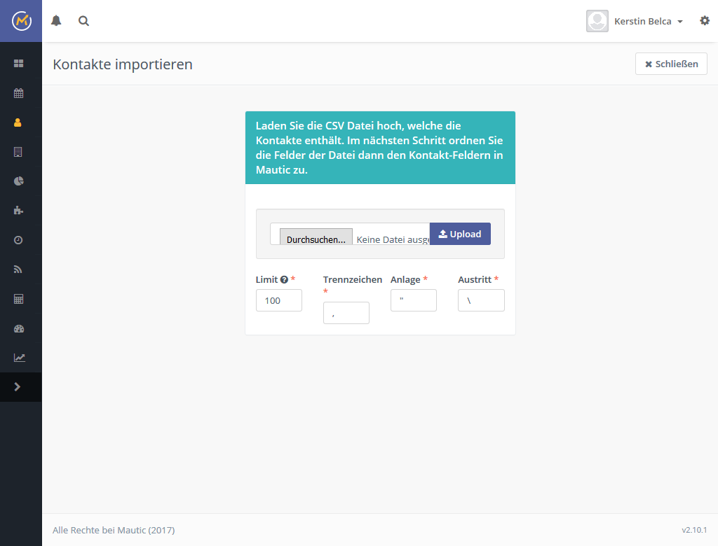 Mautic Kontakte importieren
