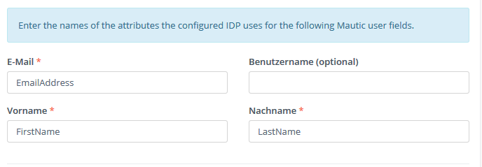 Mautic SAML Attribute IDP