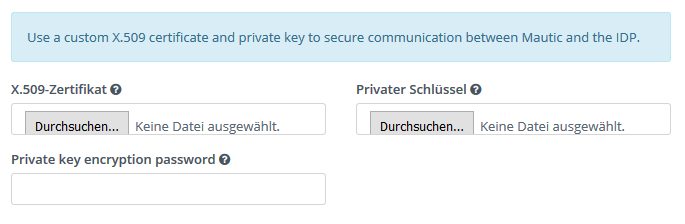 Mautic SAML Zertifikat Private Key